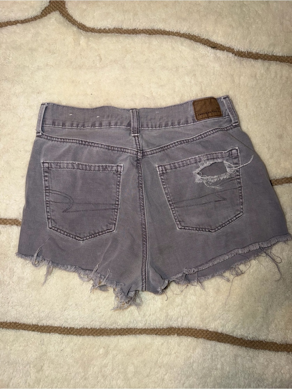 American Eagle Women’s Size 8 Gray High Rise Distressed Cutoff Denim Shorts